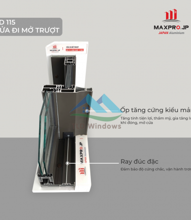 Cửa đi mở trượt 2 ray 115