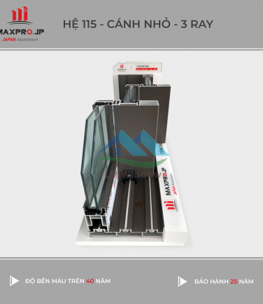 Cửa đi mở trượt 3 ray 115