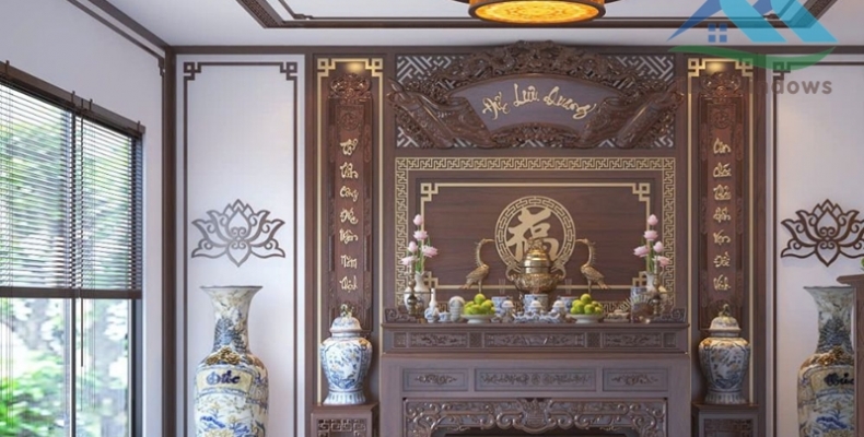 Kính mờ, kính màu trà, kính khắc hoa văn: ứng dụng trong phòng thờ, phòng thiền để tăng năng lượng tinh thần